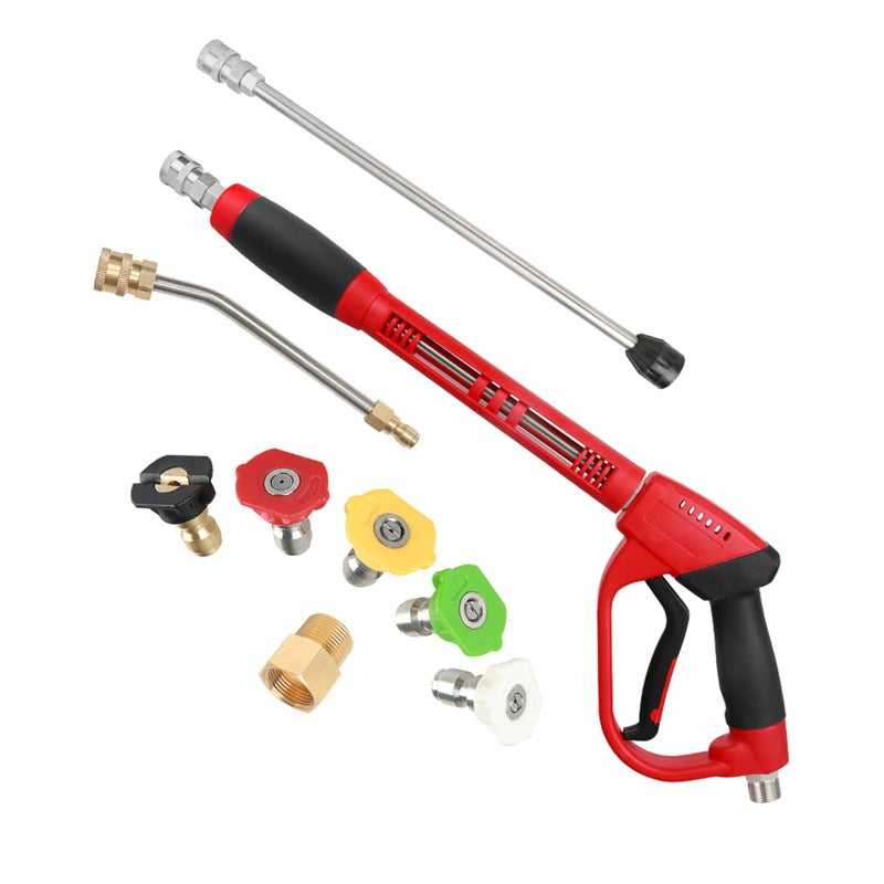 CHAVOR Upgraded Pressure Washer Gun with Extension Replacement Wand, M22 Fitting,7 Inch 30 Degree Curved Rod, 5 Nozzle Tips, 5000 PSI, 47 Inch - Image 1